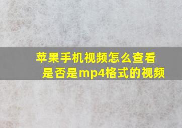 苹果手机视频怎么查看是否是mp4格式的视频