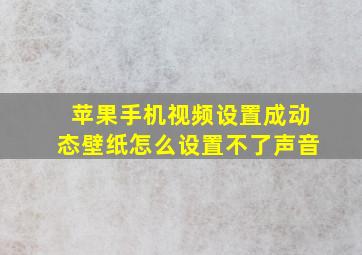 苹果手机视频设置成动态壁纸怎么设置不了声音