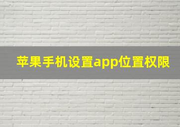 苹果手机设置app位置权限