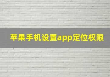 苹果手机设置app定位权限