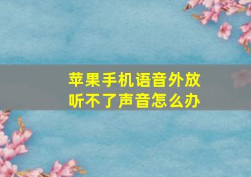 苹果手机语音外放听不了声音怎么办