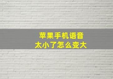 苹果手机语音太小了怎么变大