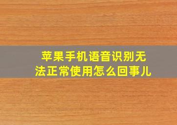 苹果手机语音识别无法正常使用怎么回事儿