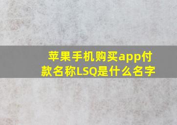 苹果手机购买app付款名称LSQ是什么名字