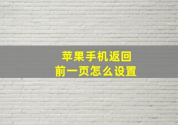 苹果手机返回前一页怎么设置