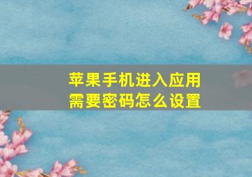 苹果手机进入应用需要密码怎么设置