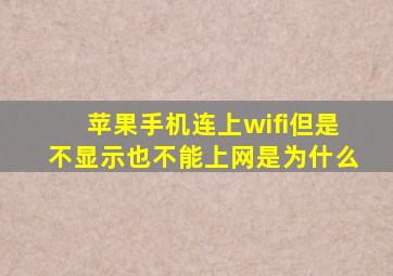 苹果手机连上wifi但是不显示也不能上网是为什么