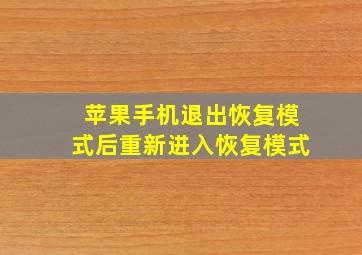 苹果手机退出恢复模式后重新进入恢复模式