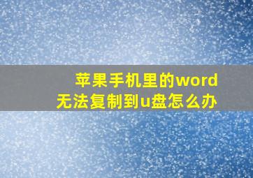 苹果手机里的word无法复制到u盘怎么办