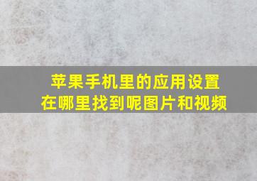 苹果手机里的应用设置在哪里找到呢图片和视频