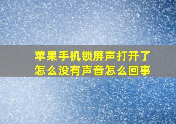 苹果手机锁屏声打开了怎么没有声音怎么回事