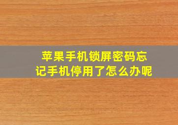 苹果手机锁屏密码忘记手机停用了怎么办呢