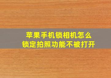 苹果手机锁相机怎么锁定拍照功能不被打开