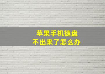 苹果手机键盘不出来了怎么办