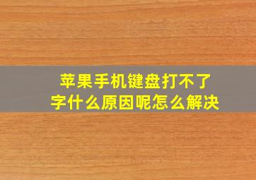 苹果手机键盘打不了字什么原因呢怎么解决