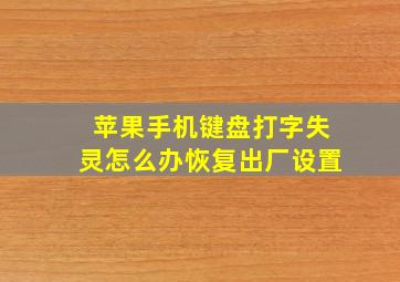 苹果手机键盘打字失灵怎么办恢复出厂设置