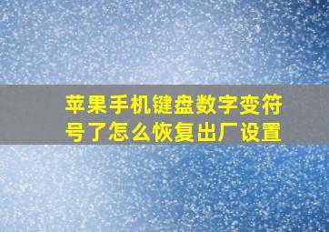 苹果手机键盘数字变符号了怎么恢复出厂设置