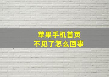 苹果手机首页不见了怎么回事