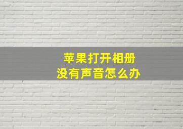 苹果打开相册没有声音怎么办