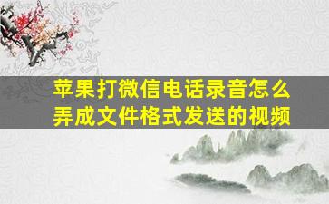 苹果打微信电话录音怎么弄成文件格式发送的视频