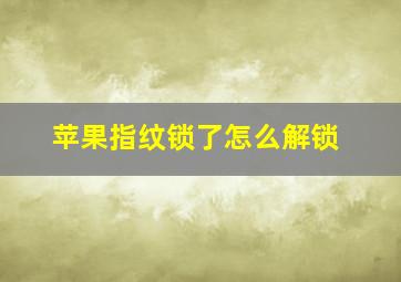 苹果指纹锁了怎么解锁