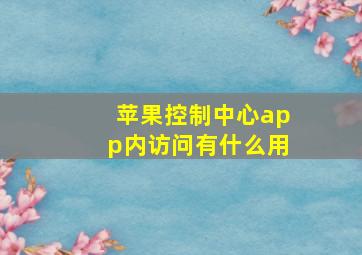 苹果控制中心app内访问有什么用