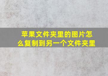 苹果文件夹里的图片怎么复制到另一个文件夹里