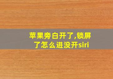 苹果旁白开了,锁屏了怎么进没开siri