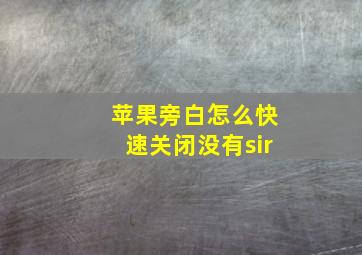 苹果旁白怎么快速关闭没有sir