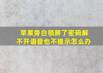 苹果旁白锁屏了密码解不开语音也不提示怎么办