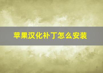 苹果汉化补丁怎么安装