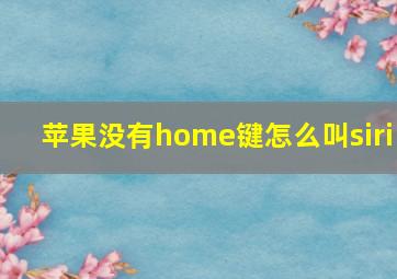 苹果没有home键怎么叫siri