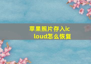 苹果照片存入icloud怎么恢复