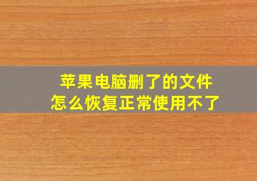 苹果电脑删了的文件怎么恢复正常使用不了