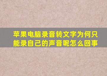 苹果电脑录音转文字为何只能录自己的声音呢怎么回事