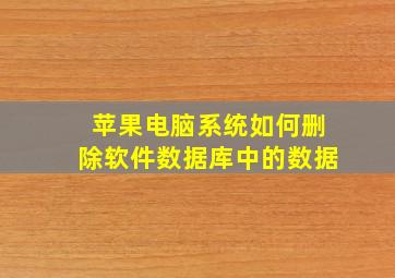 苹果电脑系统如何删除软件数据库中的数据