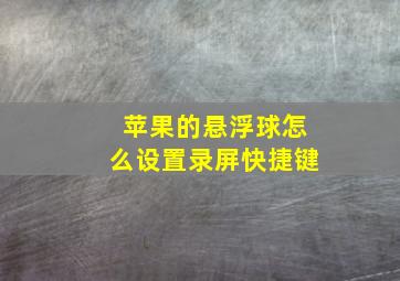 苹果的悬浮球怎么设置录屏快捷键