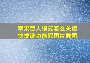 苹果盲人模式怎么关闭快捷键功能呢图片截图