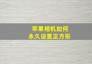 苹果相机如何永久设置正方形