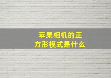 苹果相机的正方形模式是什么