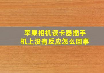 苹果相机读卡器插手机上没有反应怎么回事