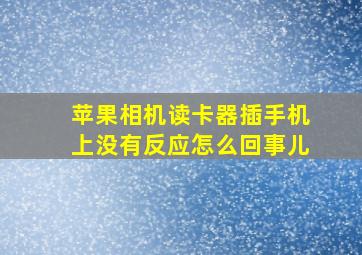 苹果相机读卡器插手机上没有反应怎么回事儿