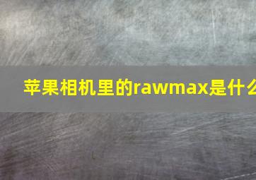 苹果相机里的rawmax是什么