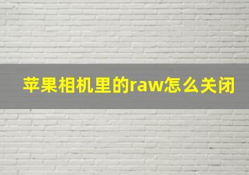 苹果相机里的raw怎么关闭