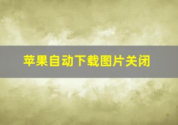 苹果自动下载图片关闭