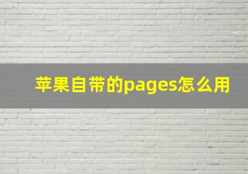 苹果自带的pages怎么用