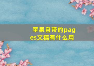 苹果自带的pages文稿有什么用