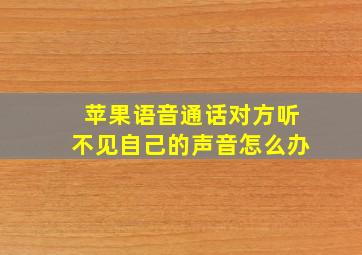 苹果语音通话对方听不见自己的声音怎么办