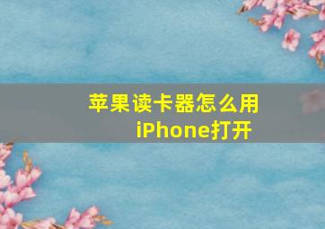 苹果读卡器怎么用iPhone打开