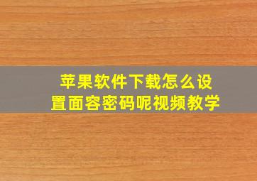 苹果软件下载怎么设置面容密码呢视频教学